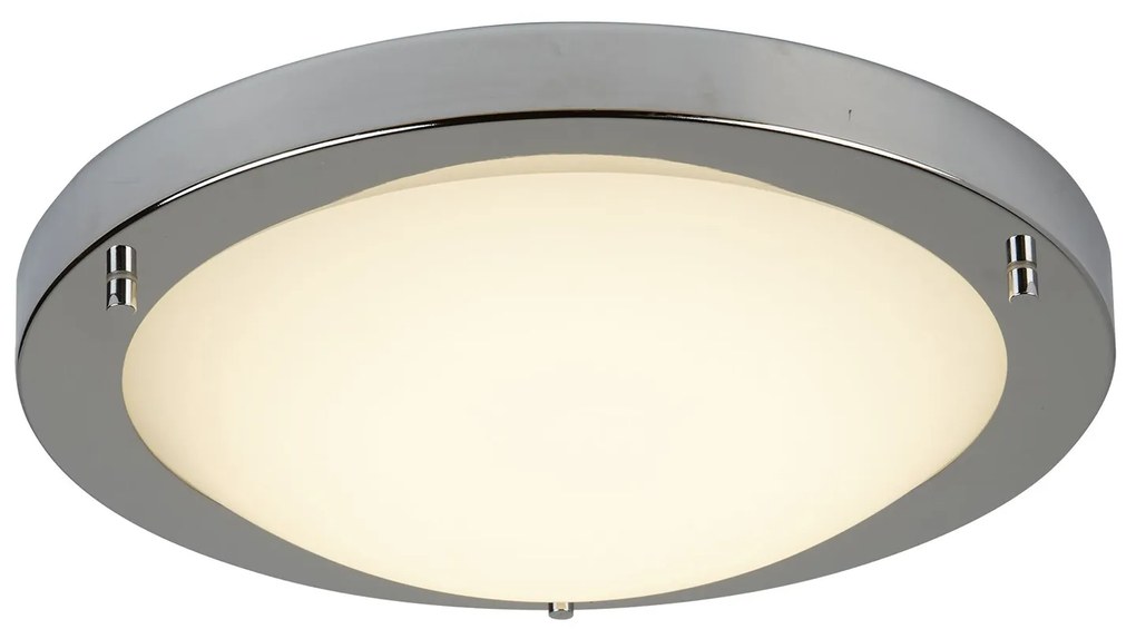 Plafoniera Contemporanea Ginevra Acciaio Argento Vetro Bianco Led 13W 3000K