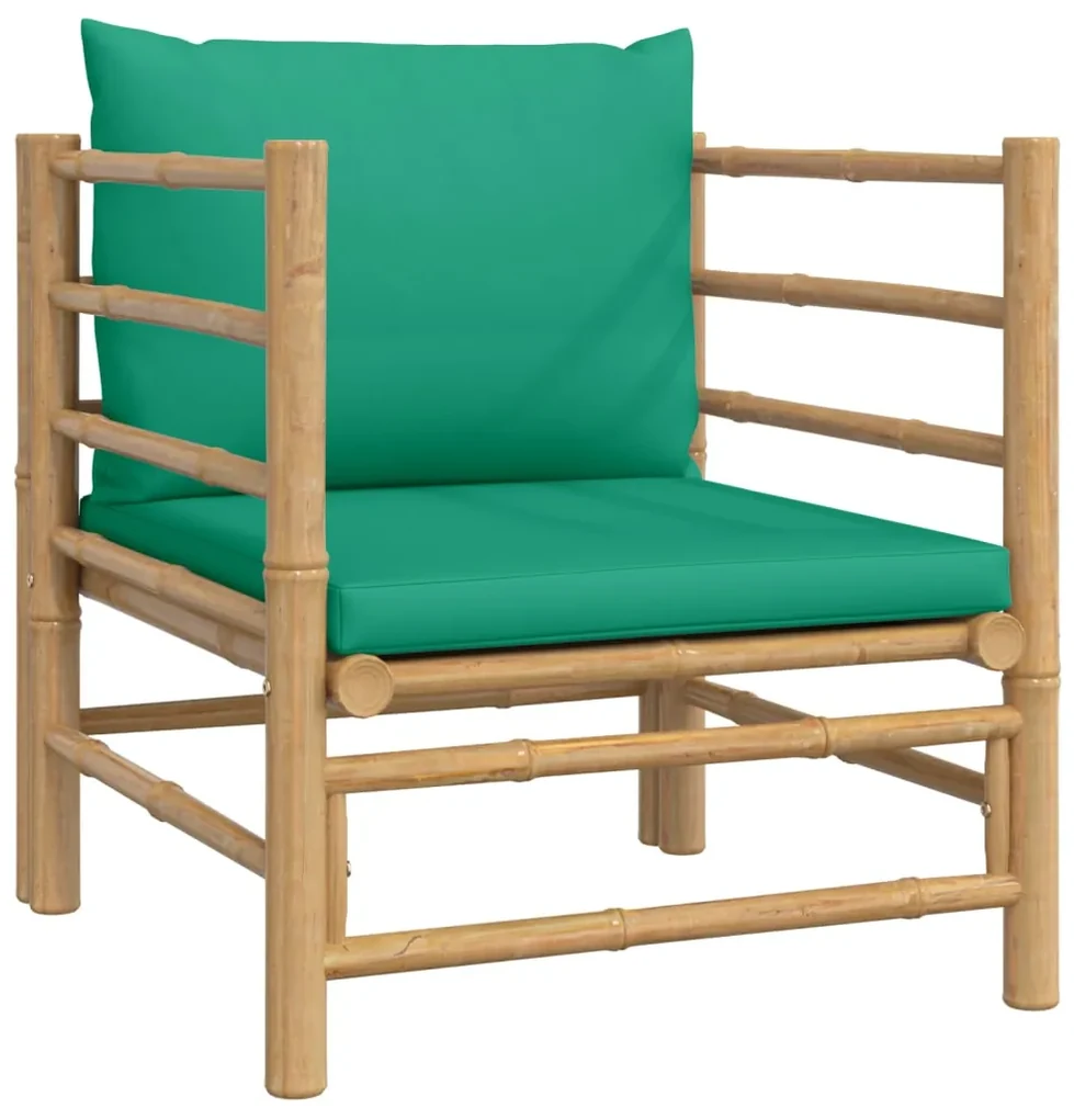 Set salotto da giardino 5pz con cuscini verdi bambù