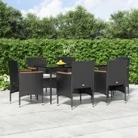 Set da Pranzo da Giardino 7 pz con Cuscini Nero 3156641