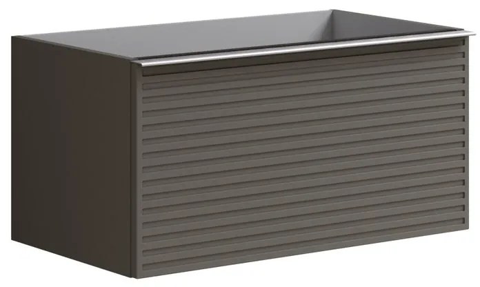 Mobile da bagno sotto lavabo Pixel stripes grigio carbone e maniglia alluminio brillante laccato L 80 x H 40 x P 45.5 cm 2 cassetti, lavabo non incluso