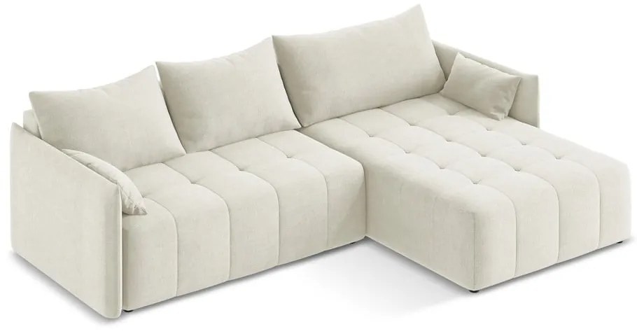 Divano angolare beige allungabile/con contenitore (con penisola a destra/con chaise lounge) Moku – Makamii