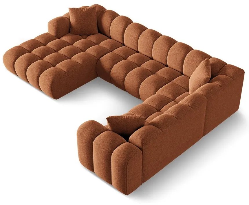 Divano angolare color terracotta (con penisola a destra/a U) con rivestimento in ciniglia Treno – Cosmopolitan Design