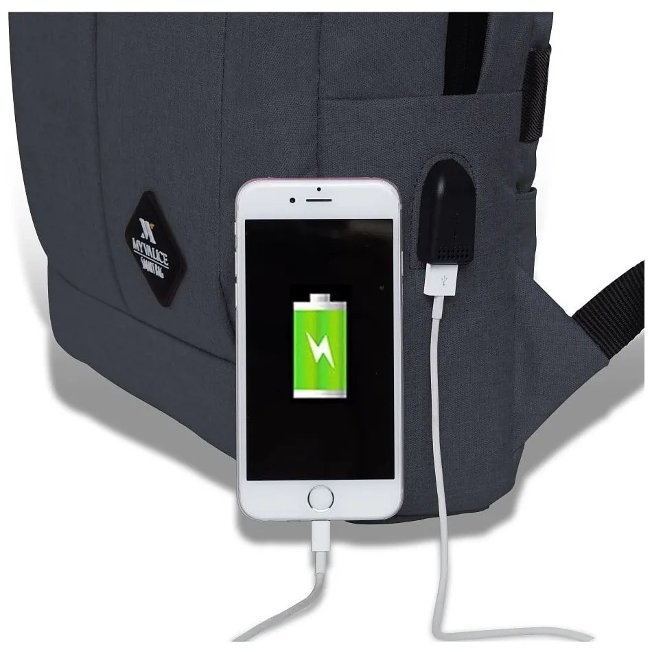 Zaino antracite con porta USB My Valice GALAXY Smart Bag - Myvalice