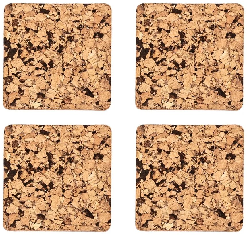 Sottobicchieri in sughero di colore naturale in set di 4 pezzi Querco - ZicZac