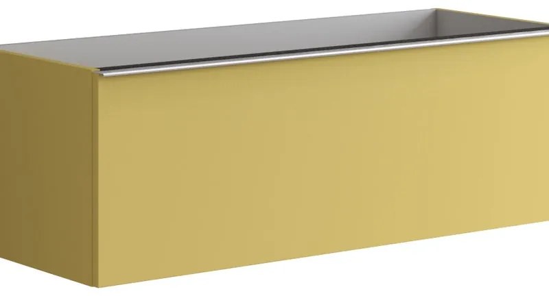 Mobile da bagno sotto lavabo Pixel laccato opaco giallo sole L 120 x H 40 x P 45.5 cm 2 cassetti, lavabo non incluso