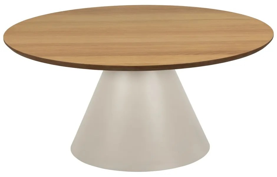 Tavolino rotondo con piano effetto rovere color crema e naturale ø 85 cm Soli - Actona