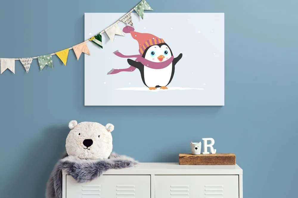 Stampa su tela – Pinguino carino con cappello
