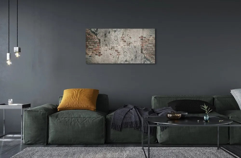 Quadro vetro Muratura in pietra e mattoni 100x50 cm 2 appendini