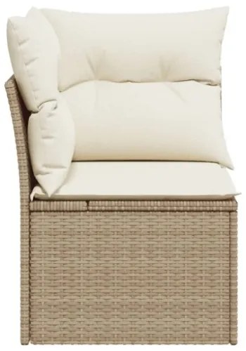 Divano Angolare da Giardino con Cuscini Beige in Polyrattan