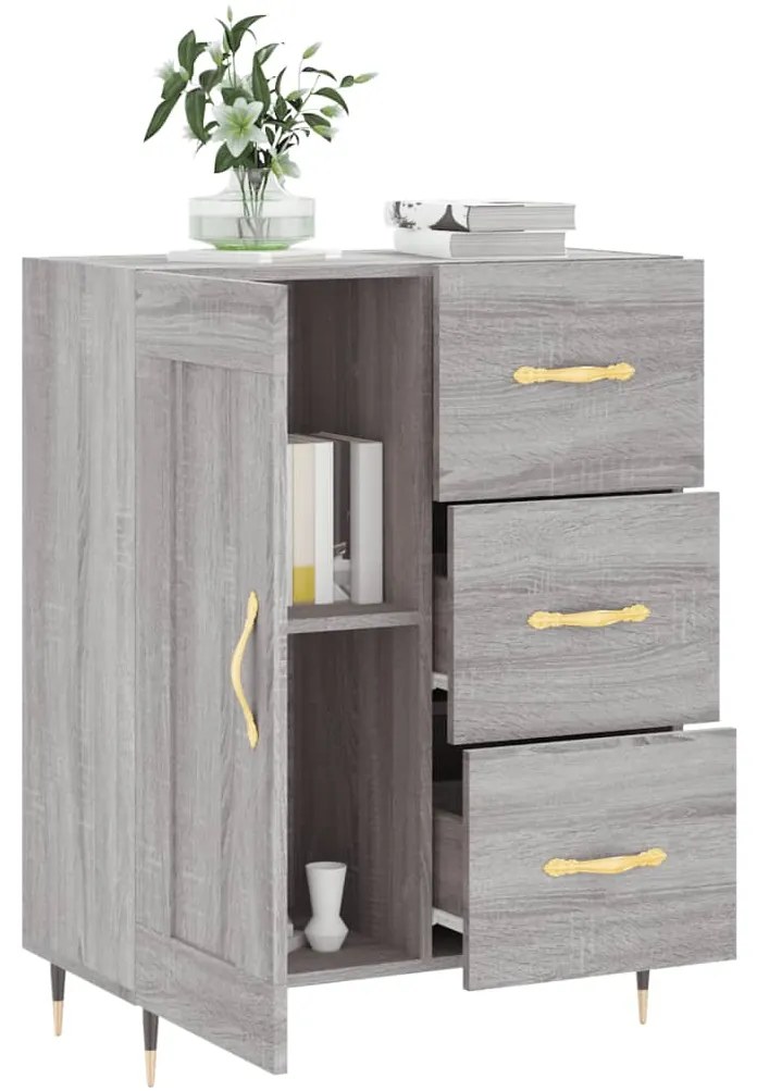 Credenza grigio sonoma 69,5x34x90 cm in legno multistrato