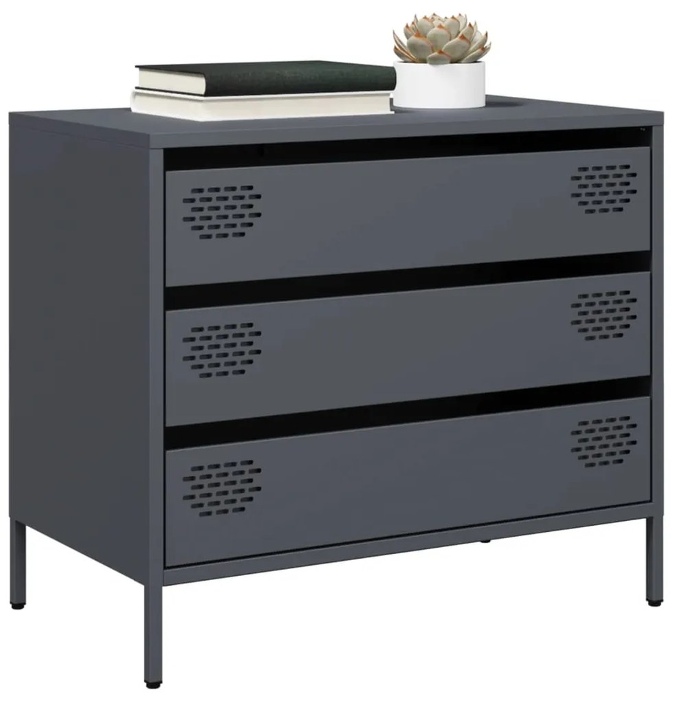 Credenza Antracite 68x39x58,5 Cm İn Acciaio Laminato A Freddo /