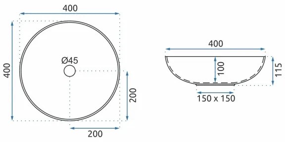 REA-U0267 - Lavabo da appoggio ARTE Ø 40 cm in ceramica con motivo ornamentale