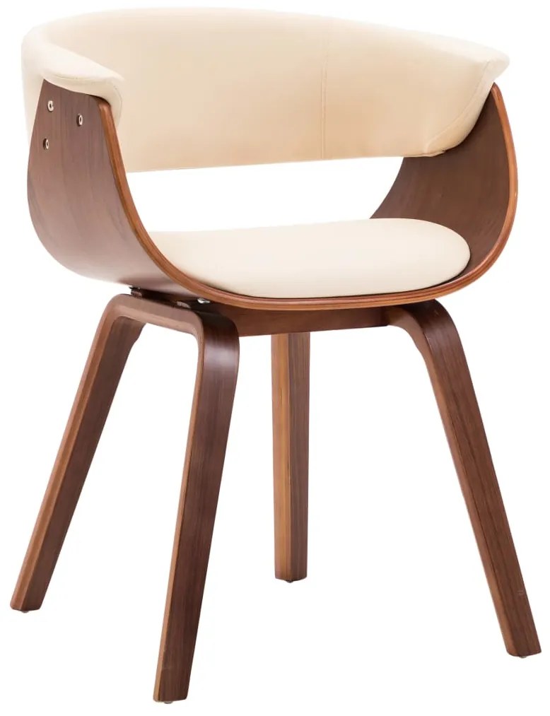 Sedia Da Pranzo İn Legno Piegato E Similpelle Crema /