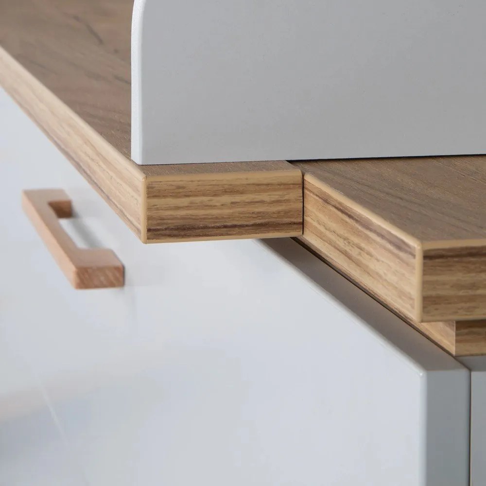 Cassettiera bassa grigio chiaro in rovere con fasciatoio 117x104 cm Caro - Roba