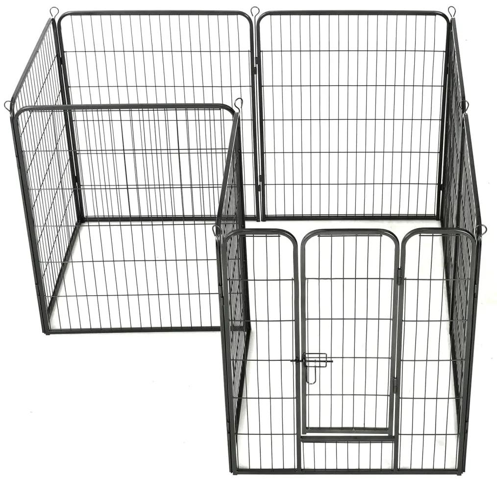 Box per Cani con 8 Pannelli in Acciaio 80x100 cm Nero