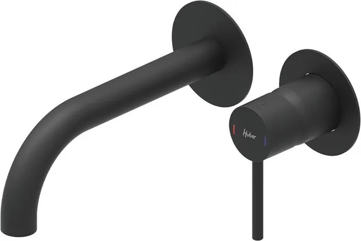 Rubinetto per lavabo ad incasso getto laminare cristallino TAYRONA nero verniciato opaco HUBER H 8 cm