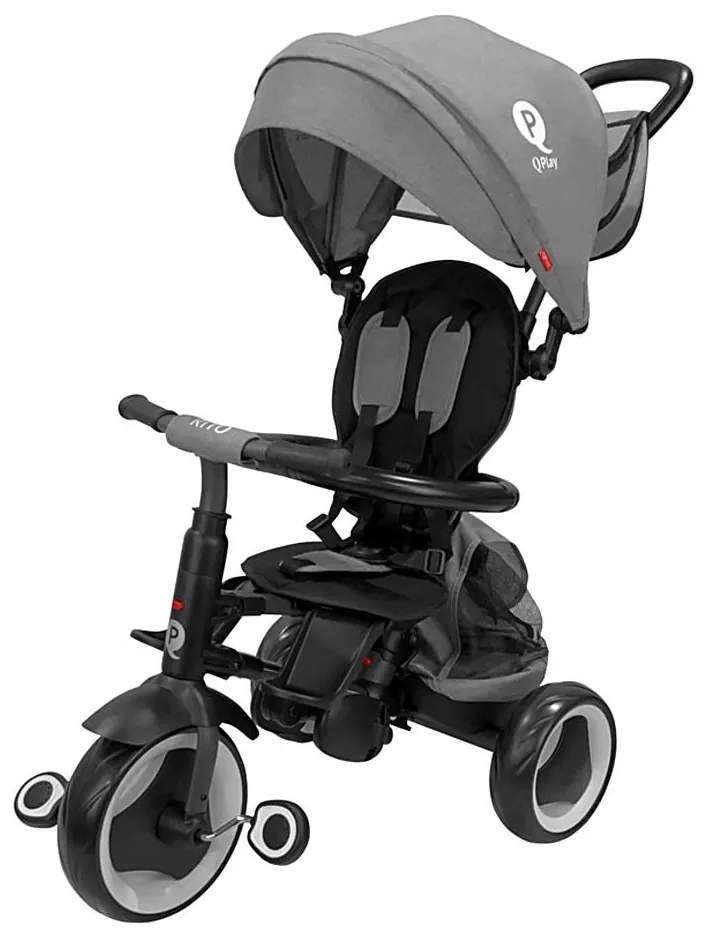 QPlay - Triciclo 3 in 1 per bambini RITO EVA PLUS grigio