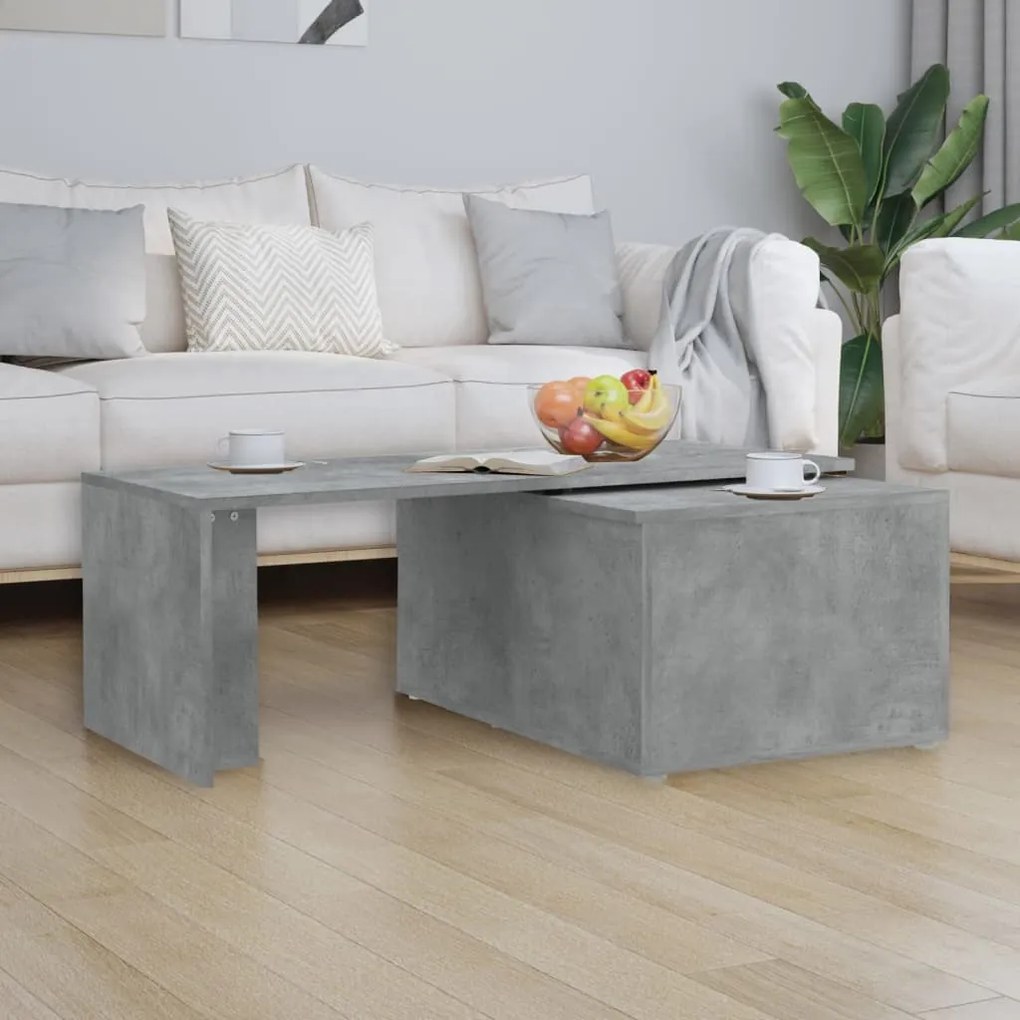 Tavolino salotto grigio cemento 150x50x35 cm legno multistrato