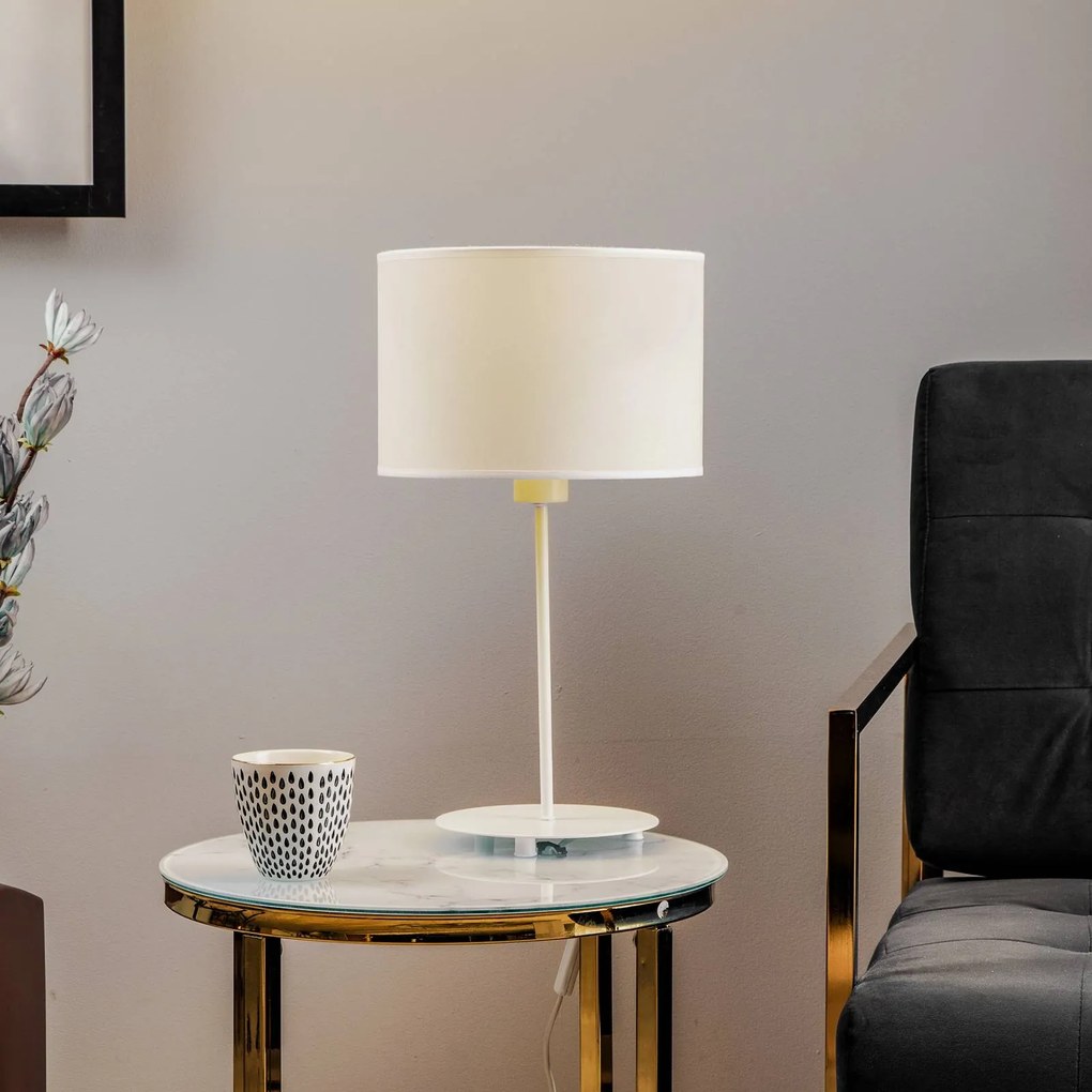 Duolla Lampada da tavolo Roller, bianco/oro, altezza 50 cm