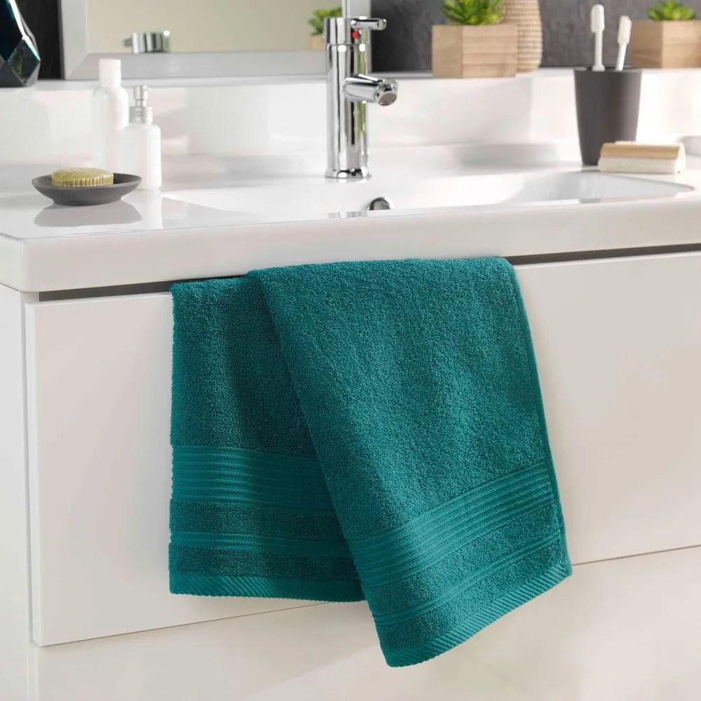 Asciugamano in spugna di cotone verde scuro 50x90 cm Tendresse - douceur d'intérieur