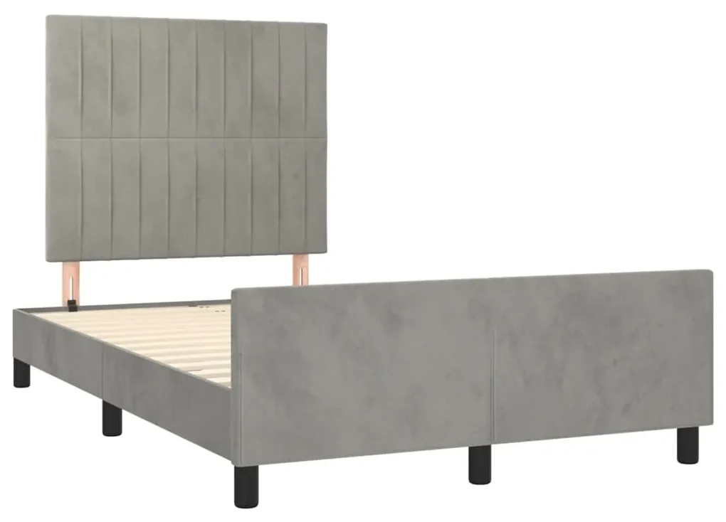 Giroletto con testiera grigio chiaro 120x190 cm in velluto