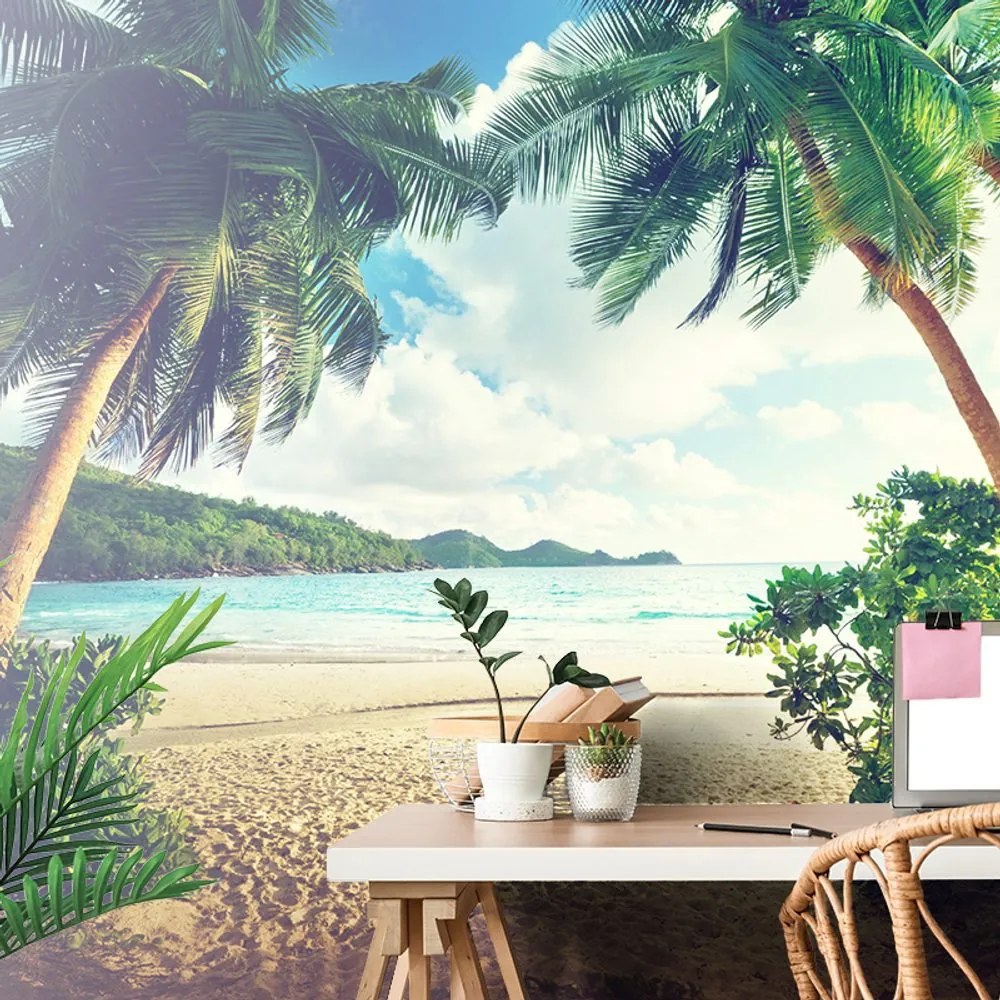 Carta da parati autoadesiva – Tramonto sull'isola di Seychelles