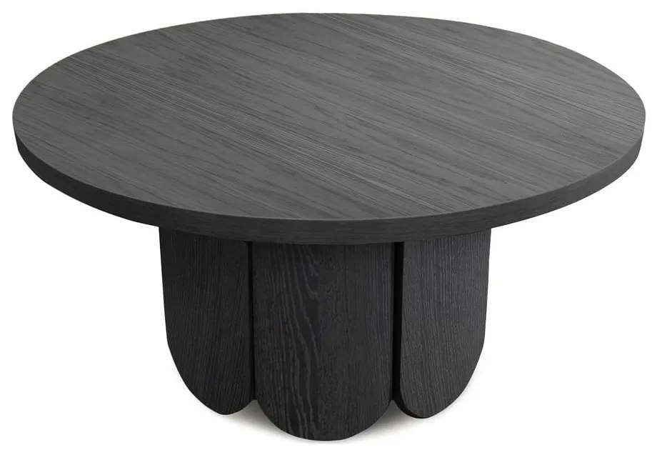 Tavolino da salotto rotondo nero con effetto rovere ø 78 cm Soft – Woodman