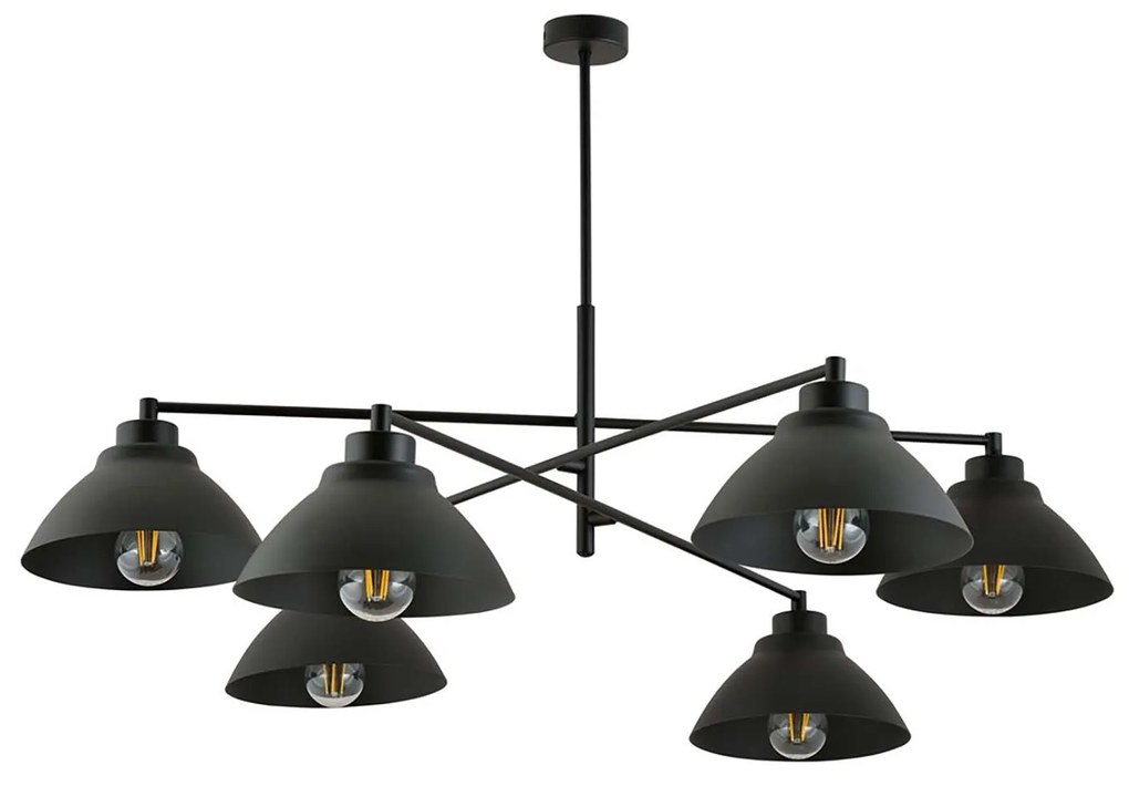 Lampadario Minimal Castore Acciaio Bianco Nero 6 Luci E27 Ip20