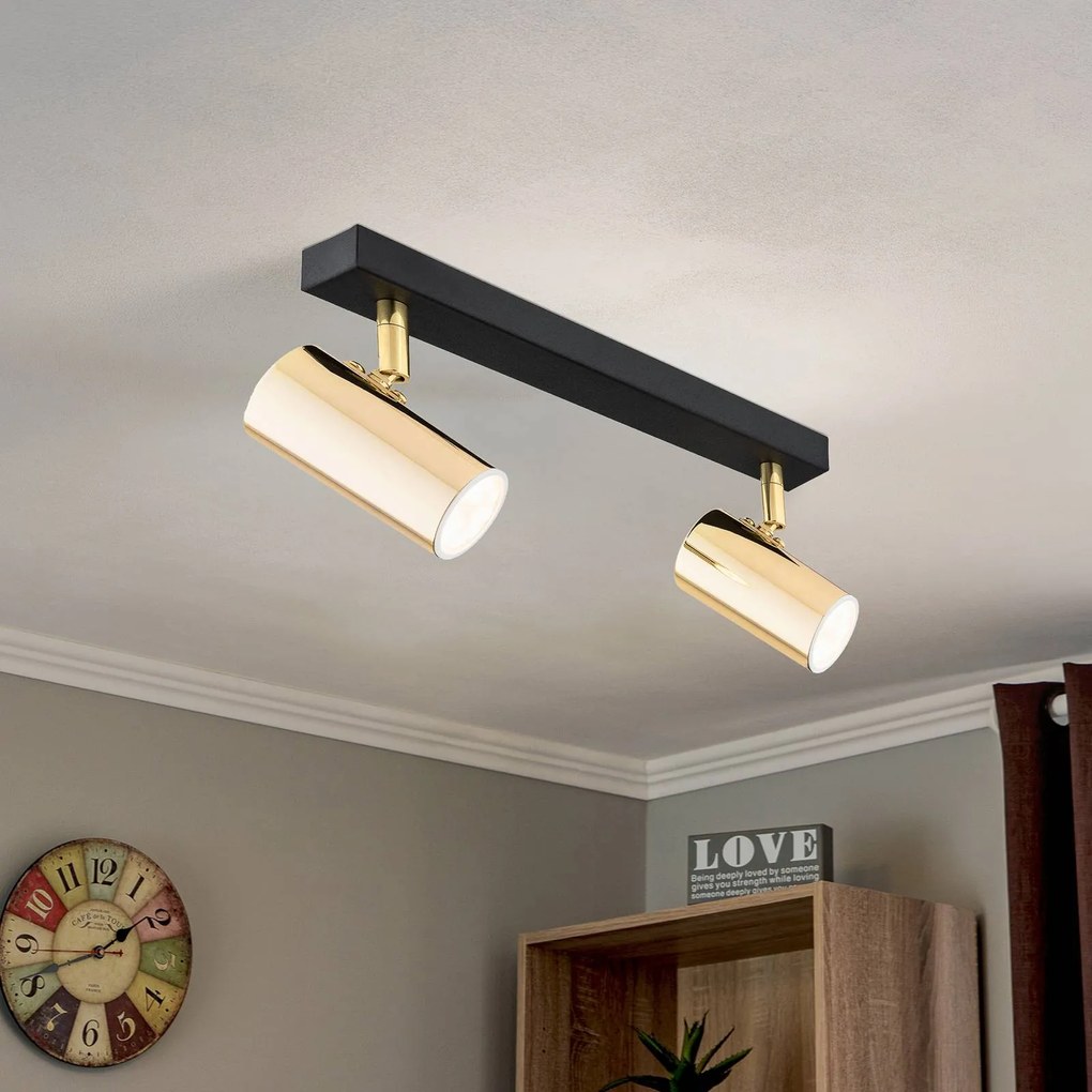 Argon Faretto da soffitto Lund in nero e oro, 2 luci