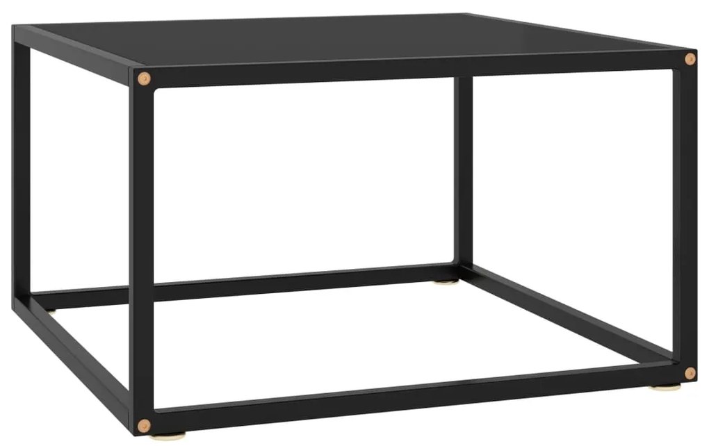 Tavolino da salotto nero con vetro nero 60x60x35 cm