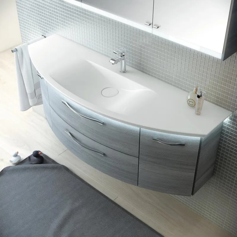 Lavabo a incasso rettangolare Cassca L 129 x H 5 x P 50.5 cm in composito minerale di resina gelificata bianco