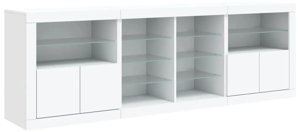 Credenza con luci led bianca 202x37x67 cm