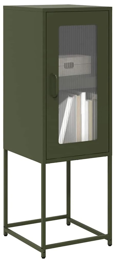 Credenza Verde Oliva 36x39x107 Cm İn Acciaio Laminato A Freddo /