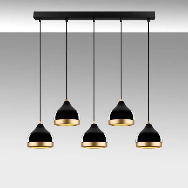 Lampadario con cavo YILDO 5xE27/40W/230V nero/oro