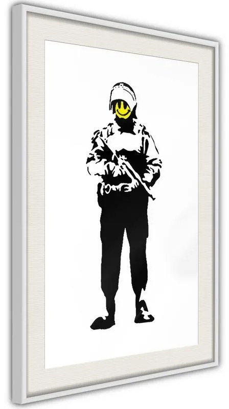 Poster  Banksy: Smiling Copper  Cornice Quadri Cornice nera con pass-partout, Larghezza x Altezza Home decor 30x45