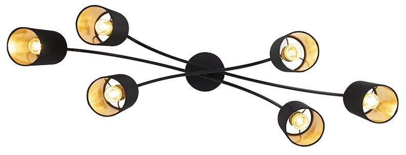 Plafoniera moderna nera 6 luci - Lofty