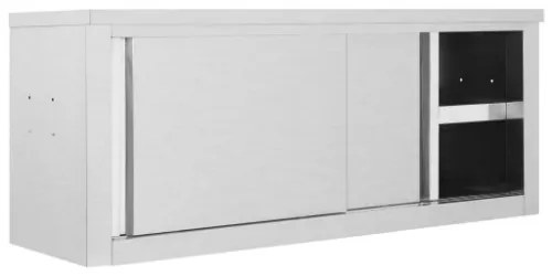 Armadio da Cucina ad Ante Scorrevoli 120x40x50cm Acciaio Inox