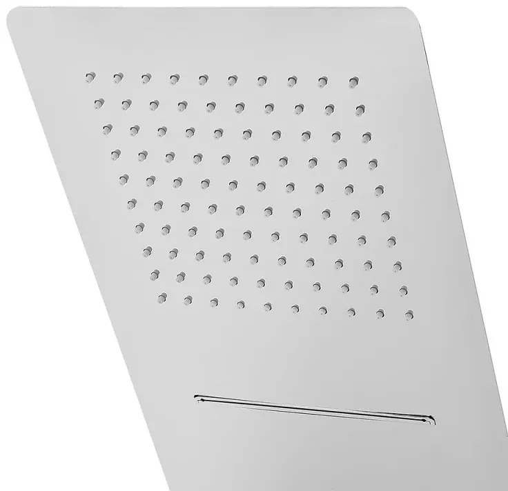 Soffione doccia a sbalzo slim 25x52 cm cromato in acciaio inox con cascata