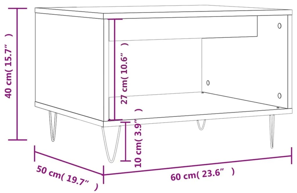 Tavolino da Salotto Rovere Marrone 60x50x40cm Legno Multistrato