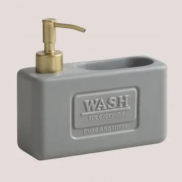 Dispenser di sapone da cucina in ceramica Yaddiel Gold Grigio Chiaro - Sklum
