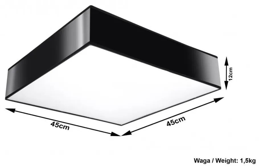 Plafoniera Quadrata da Soffitto in PVC 3xE27 HORUS 45 Nera da interno Colore del corpo Nero