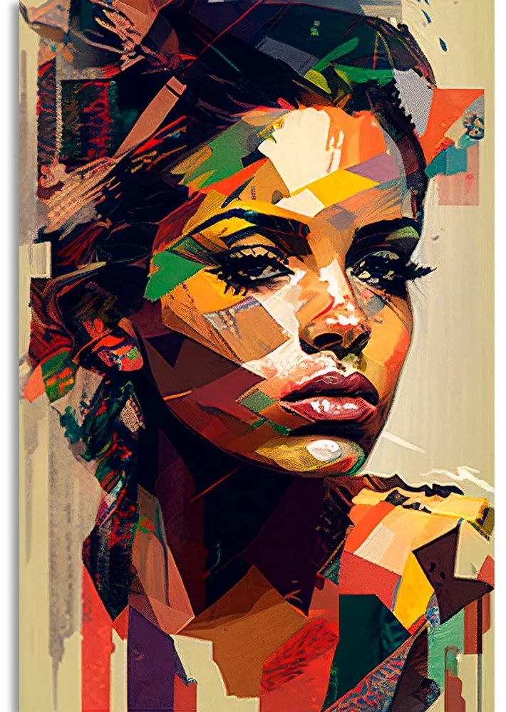 Stampa su tela – Fascino della donna in design patchwork