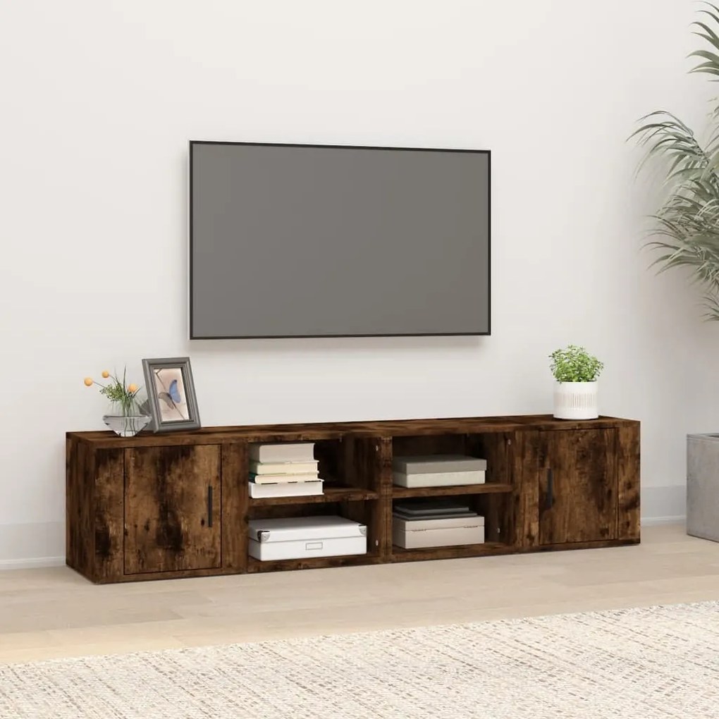 Mobili Tv 2pz Rovere Fumo 80x31,5x36 Cm İn Legno Multistrato /
