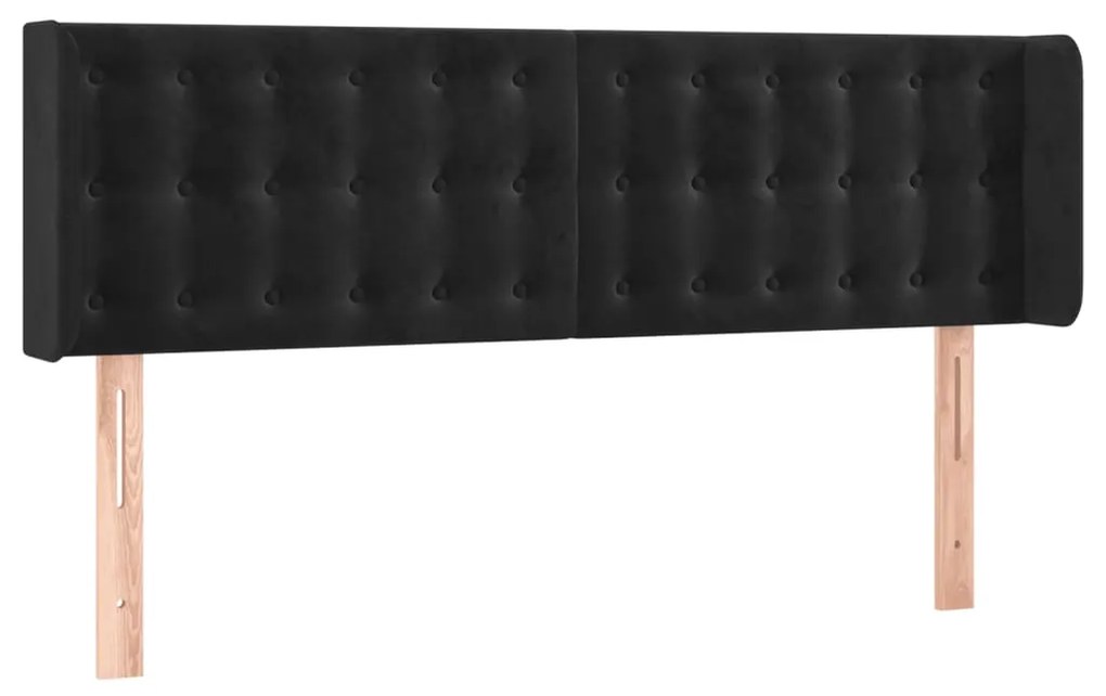 Testiera a led nera 147x16x78/88 cm in velluto