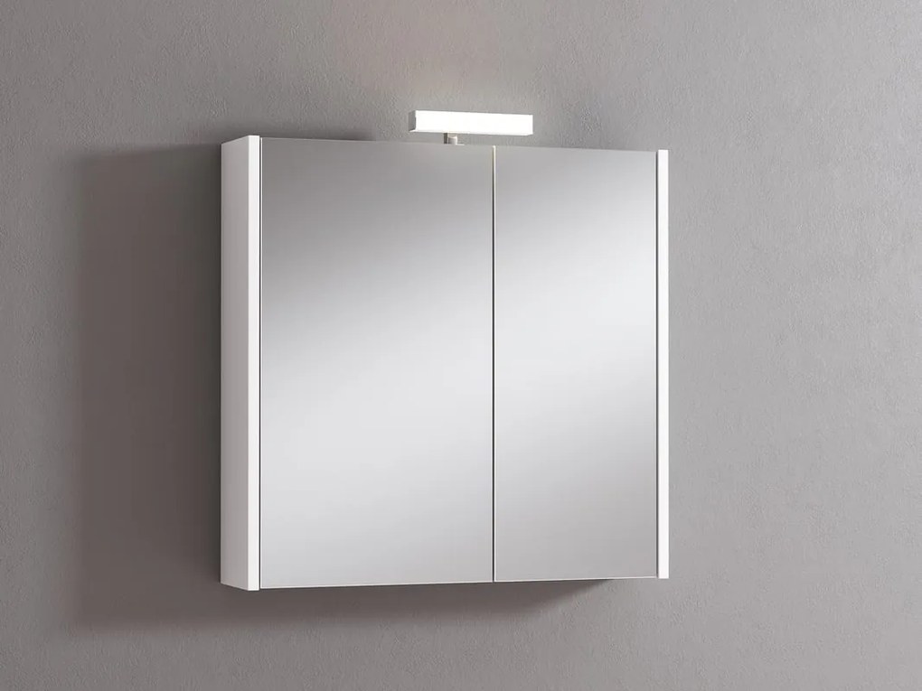 Pensile con luce Akira laccato bianco opaco L 71.5 x H 70 x P 15.5 cm