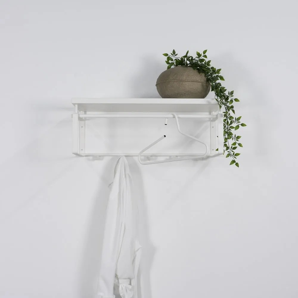 Attaccapanni da parete bianco in metallo con scaffale 70 cm Rex – Spinder Design