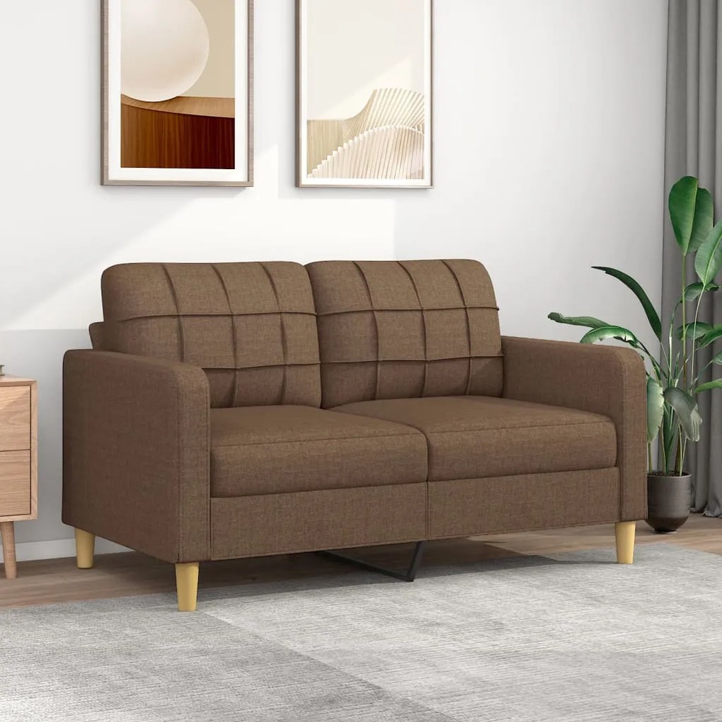 Divano A 2 Posti Marrone 140 Cm İn Tessuto /