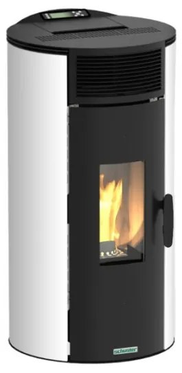 Stufa A Pellet Ventilata Ad Aria Kos 9 Ermetica Cilindrica Schuster Bianca
