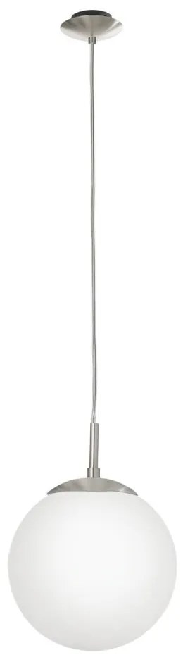 Lampadario bianco/argentato con paralume in vetro ø 20 cm RONDO – EGLO