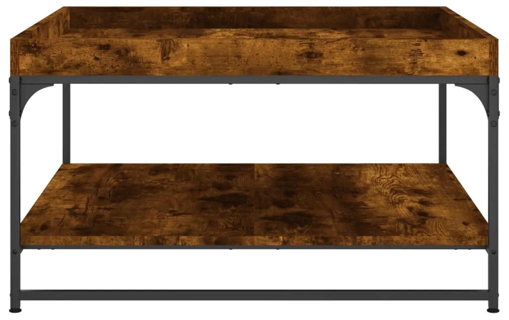 Tavolino rovere fumo 80x80x45 cm in legno multistrato e ferro